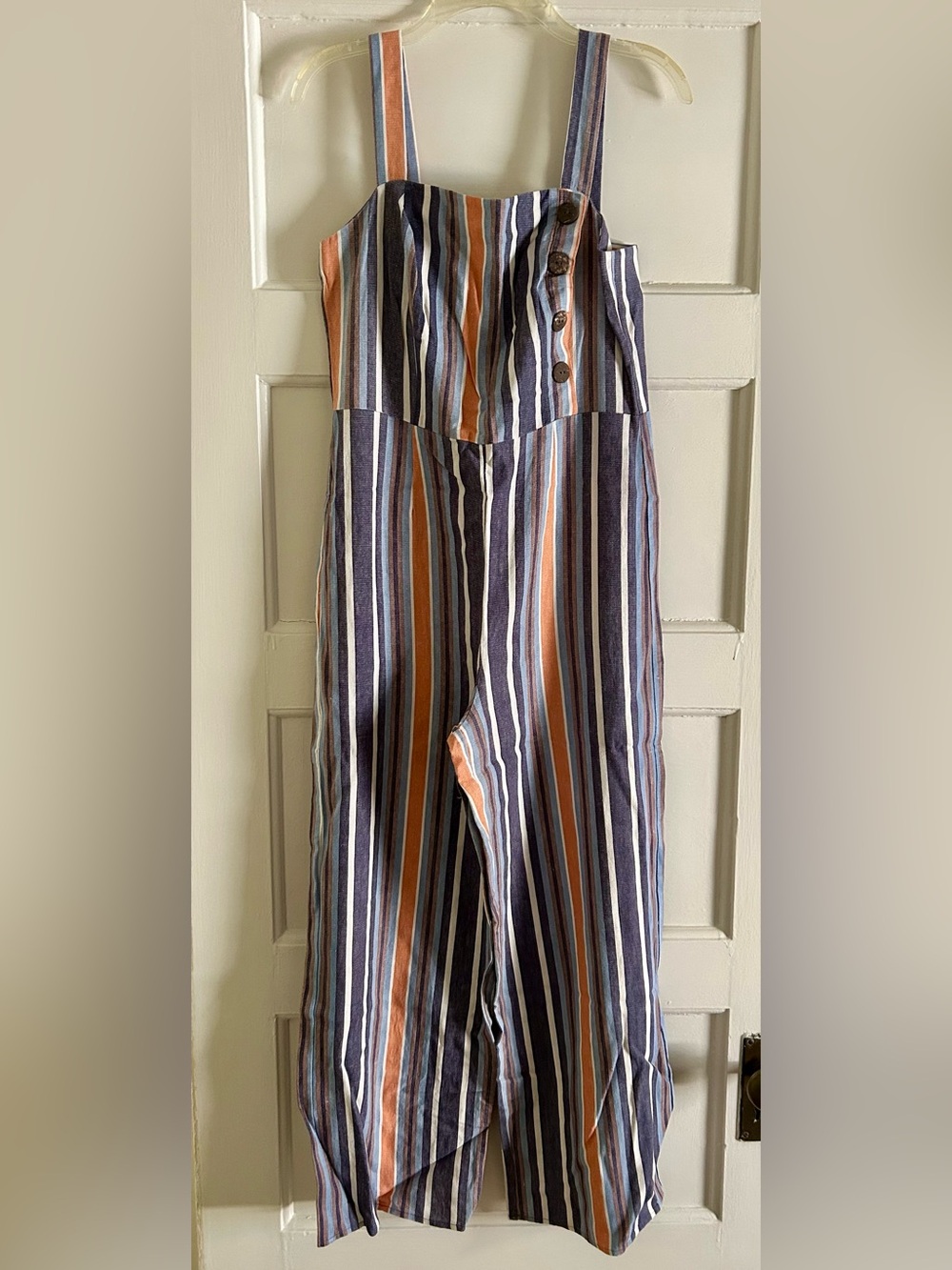 Striped Jumpsuit in Navy, White & Rust size 9
